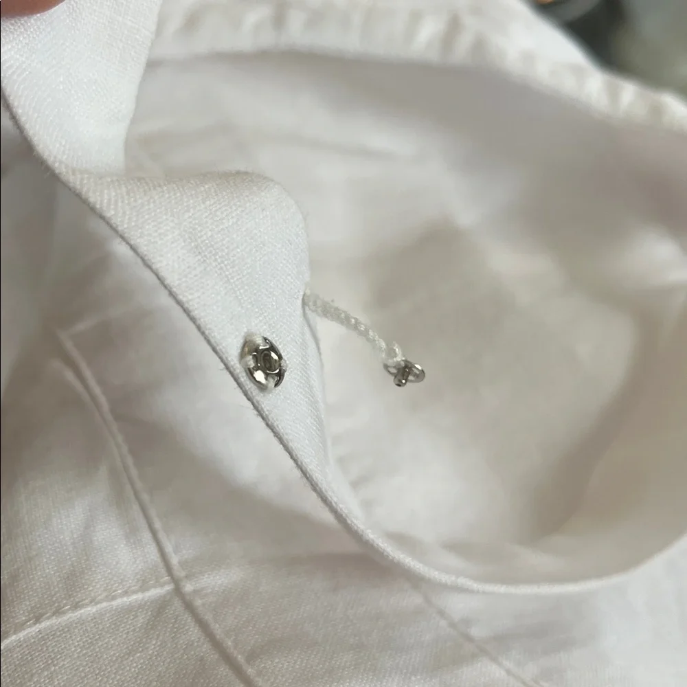 Laureen Ralph Lauren White Linen A-Line Dress w/Pleats & Embroidered detail 14 - Picture 17 of 17